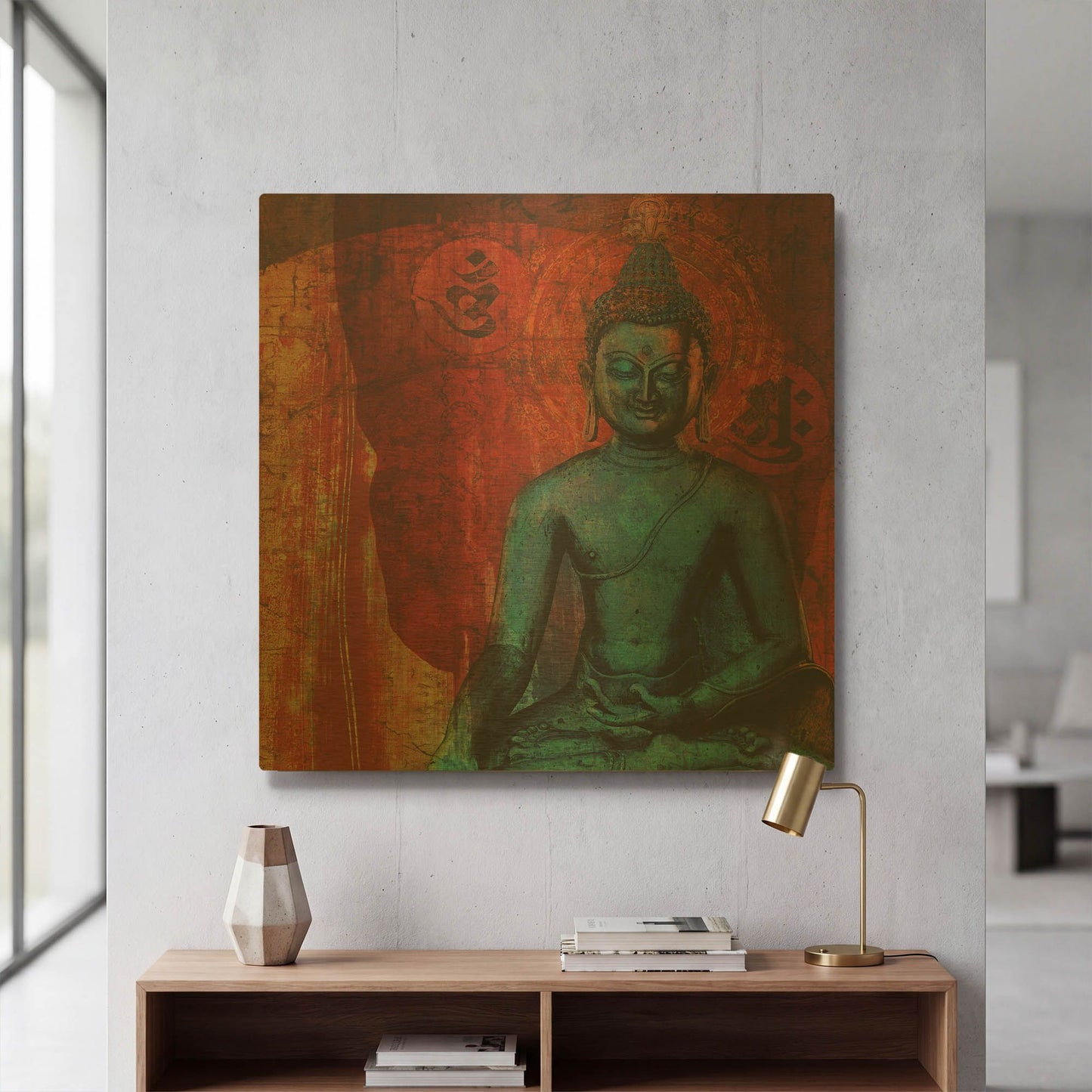 'Blue Buddha' By Elena Ray Gold Metal Wall Art