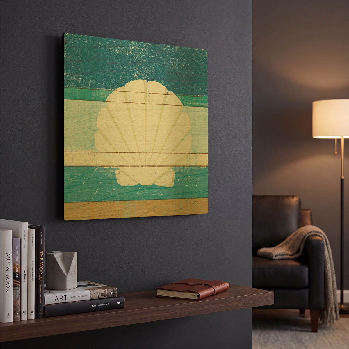 'Beachscape Shell v2' By Michael Mullan Gold Metal Wall Art