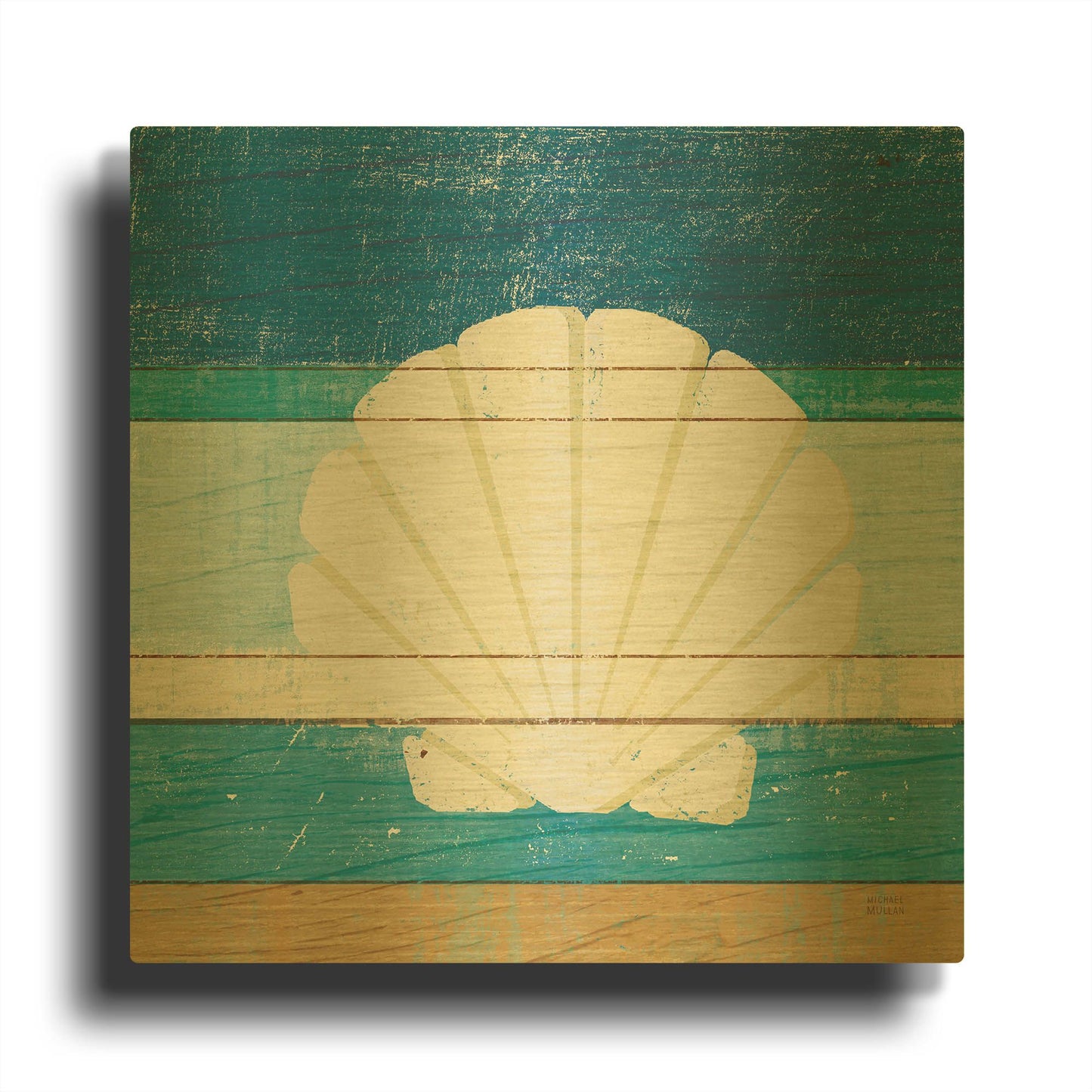 'Beachscape Shell v2' By Michael Mullan Gold Metal Wall Art