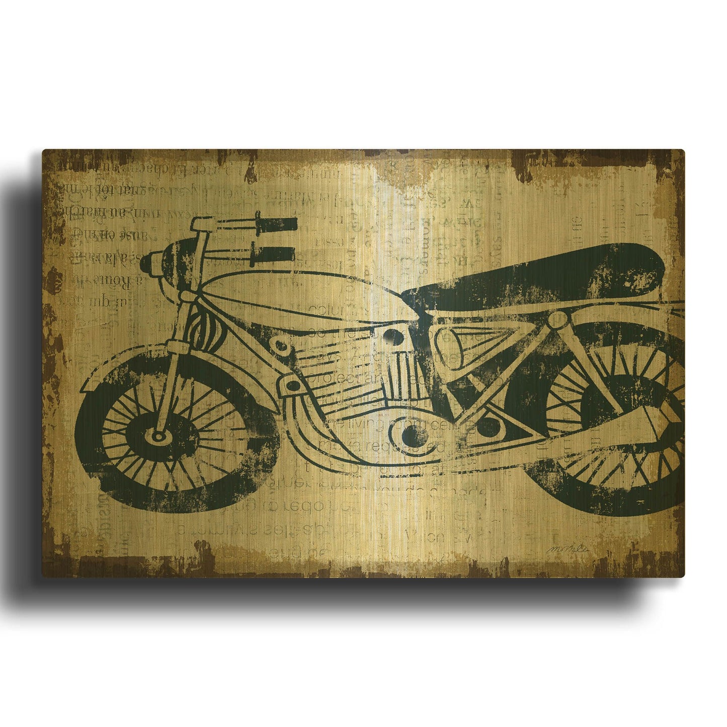 'American Pop Moto' By Michael Mullan Gold Metal Wall Art