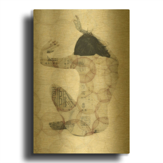 'Imprinted Woman' By Elena Ray Gold Metal Wall Art