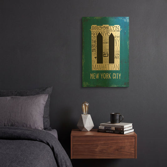 'Iconic NYC V' By Michael Mullan Gold Metal Wall Art