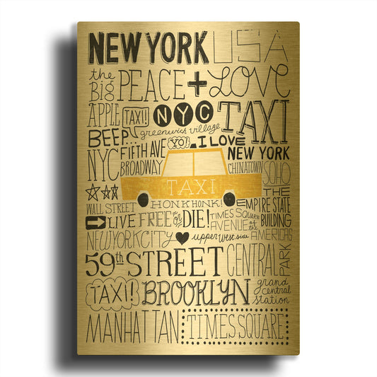 'Iconic NYC III' By Michael Mullan Gold Metal Wall Art