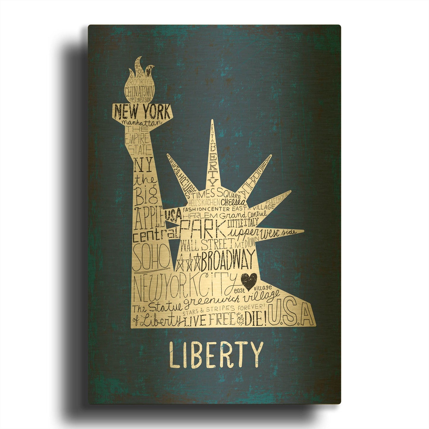 'Iconic NYC II' By Michael Mullan Gold Metal Wall Art