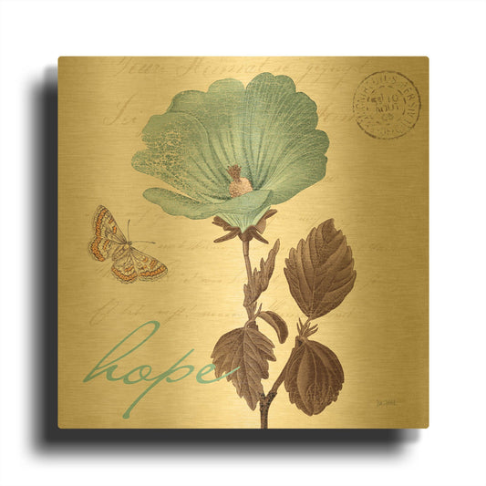 'Touch of Blue III Hope' By Katie Pertiet Gold Metal Wall Art