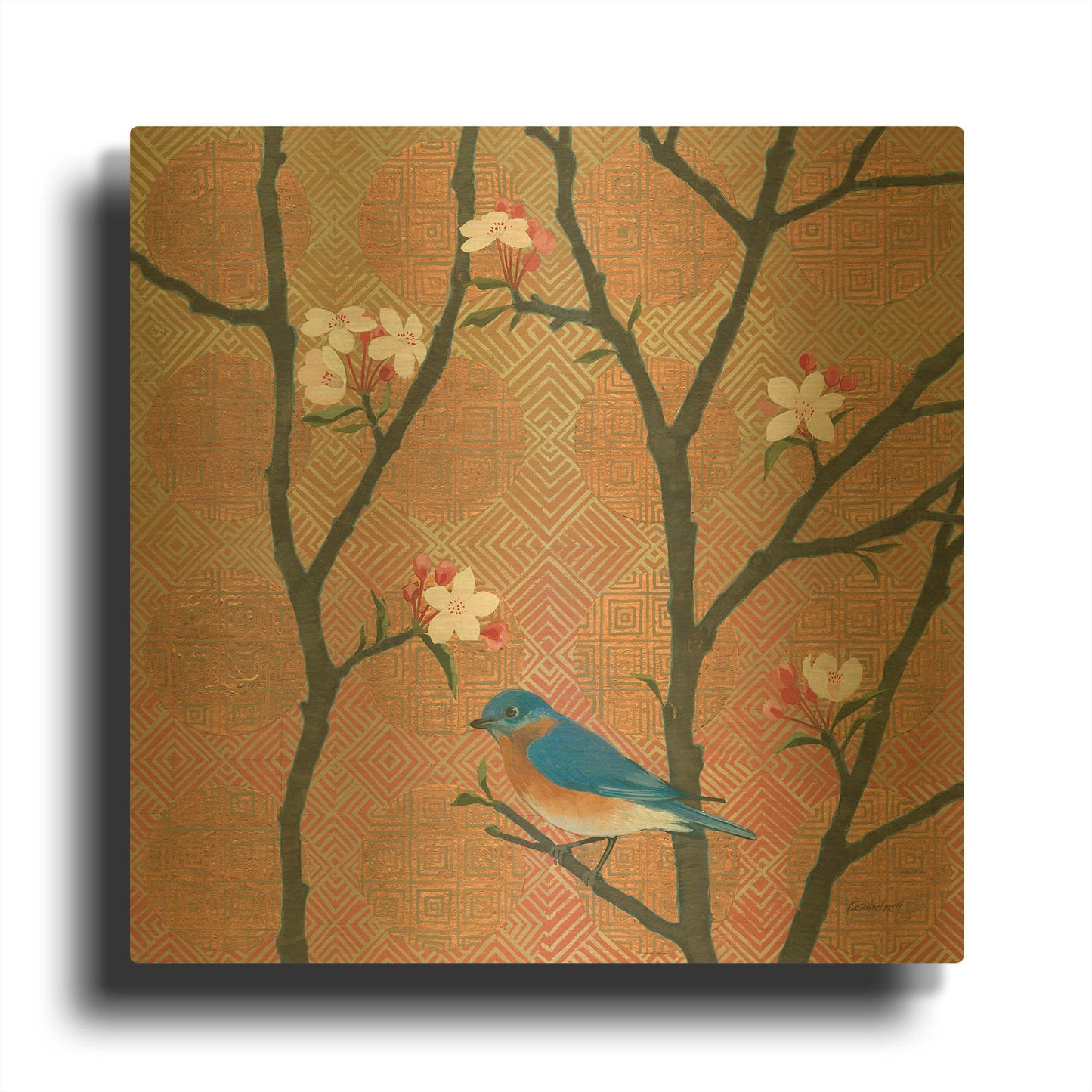 'Cherry Blossoms I' By Kathrine Lovell Gold Metal Wall Art