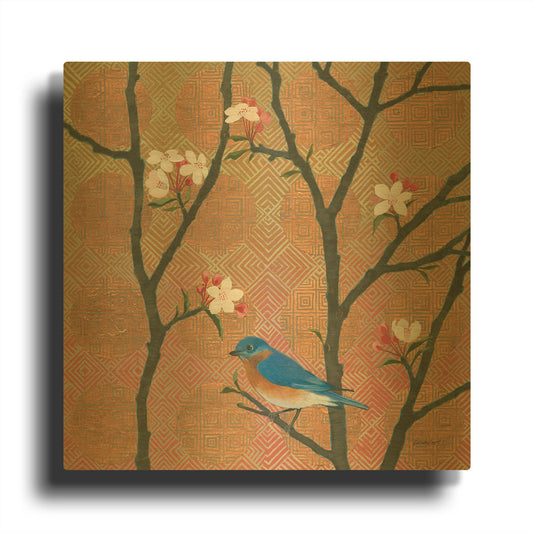 'Cherry Blossoms I' By Kathrine Lovell Gold Metal Wall Art