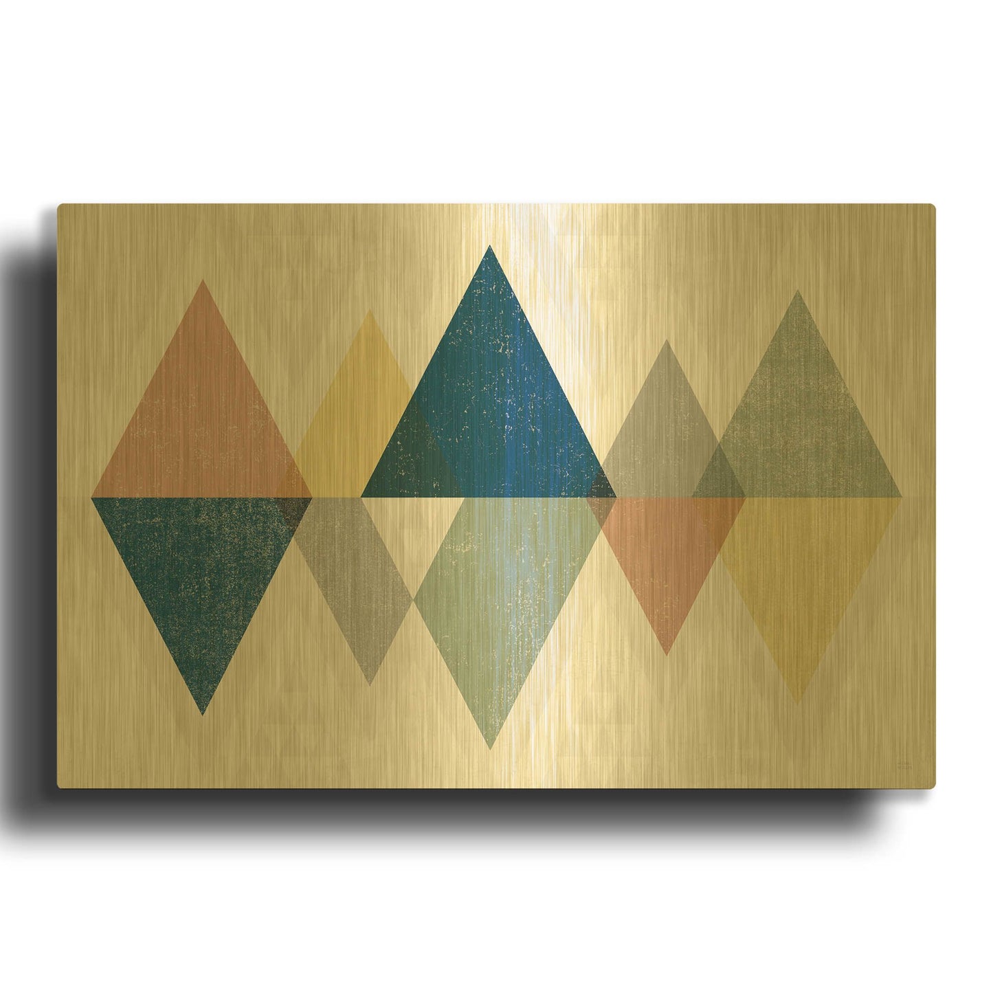 'Mod Triangles II Soft' By Michael Mullan Gold Metal Wall Art