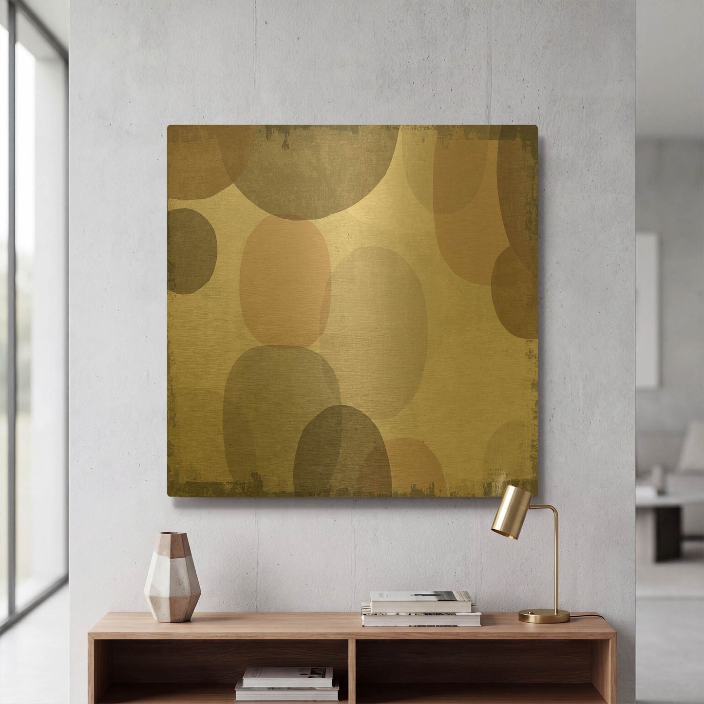 'Pastel Drips II' By Michael Mullan Gold Metal Wall Art