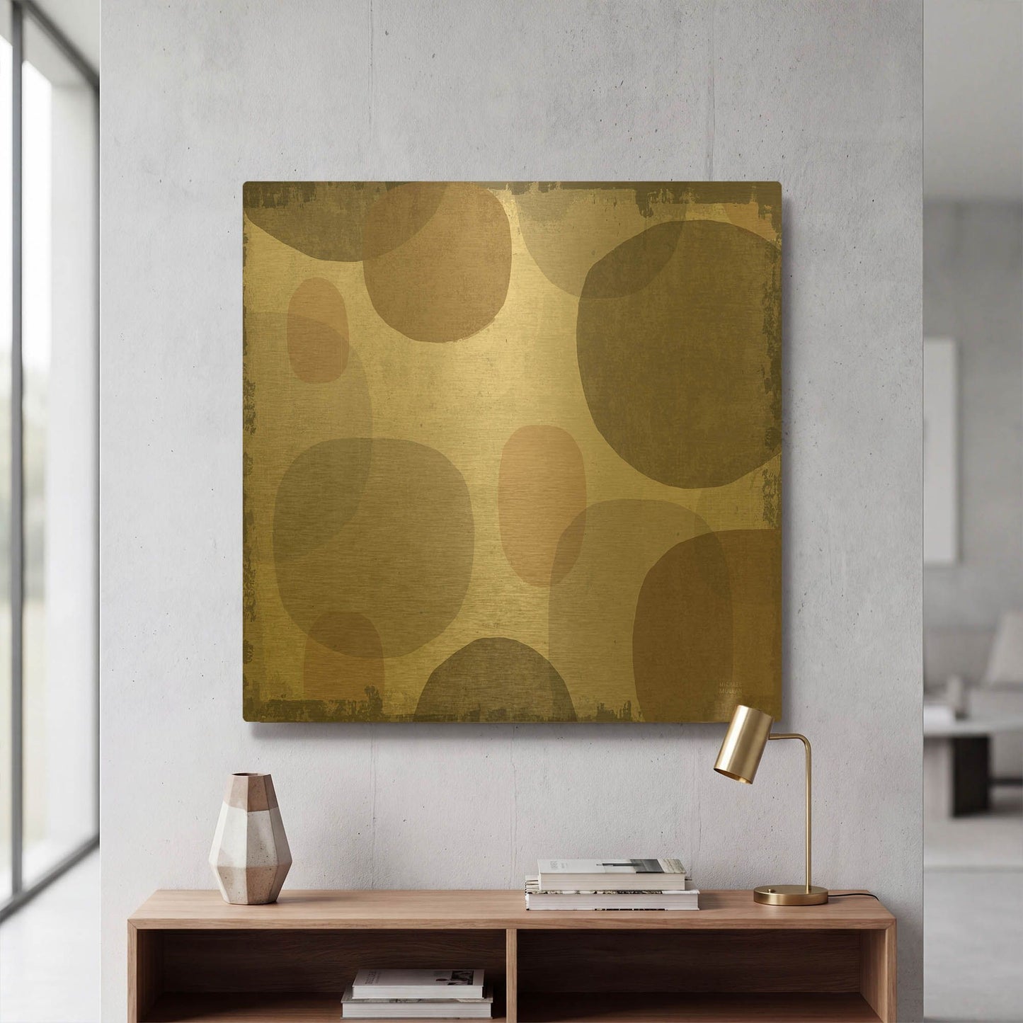'Pastel Drips I' By Michael Mullan Gold Metal Wall Art