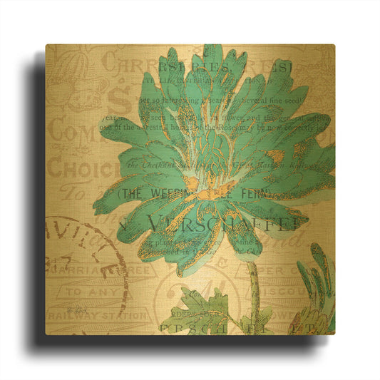 'Bookshelf Botanical IV' By Katie Pertiet Gold Metal Wall Art
