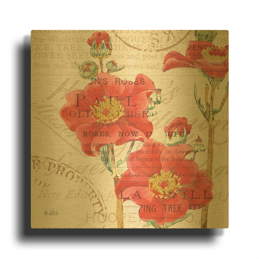 'Bookshelf Botanical V' By Katie Pertiet Gold Metal Wall Art