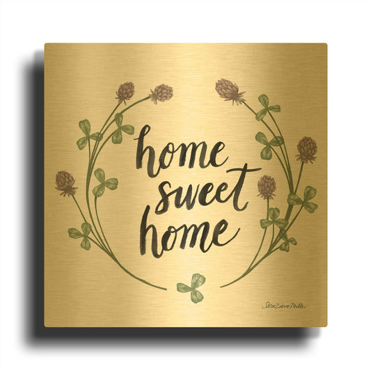 'Happy to Bee Home Words I' By Sara Zieve Miller Gold Metal Wall Art