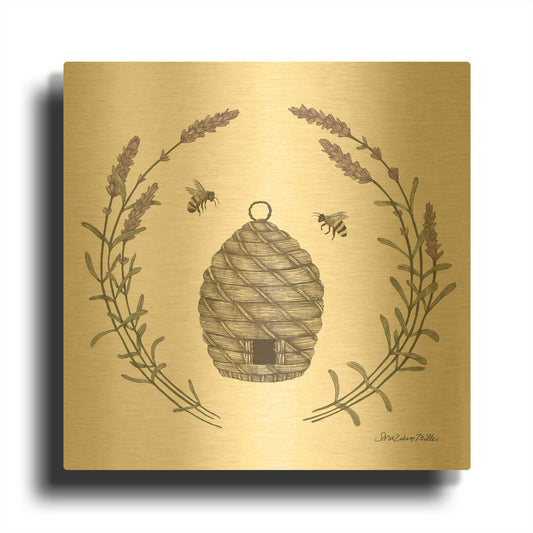 'Happy to Bee Home II' By Sara Zieve Miller Gold Metal Wall Art