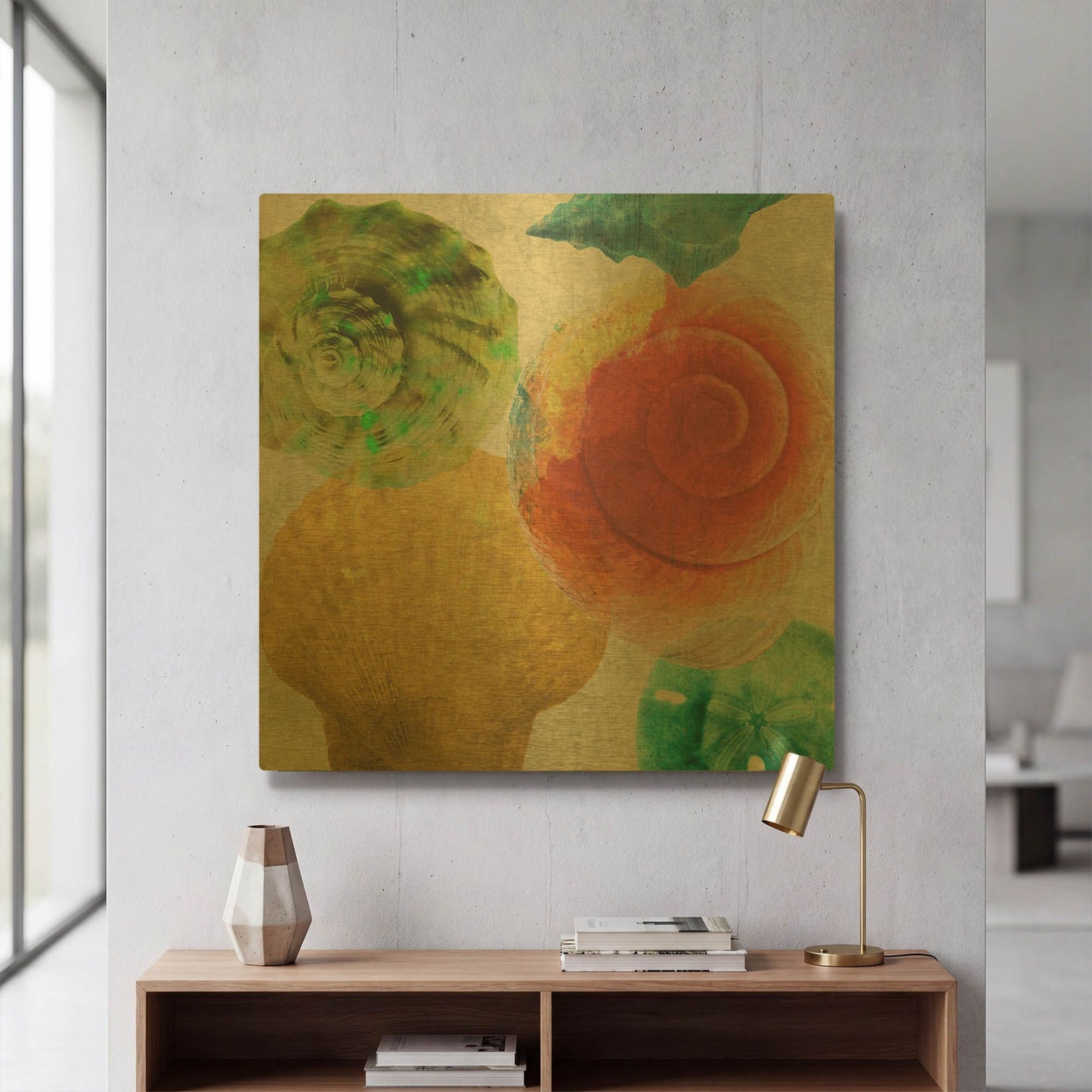 'Luminous Seashells 4' By Elena Ray Gold Metal Wall Art