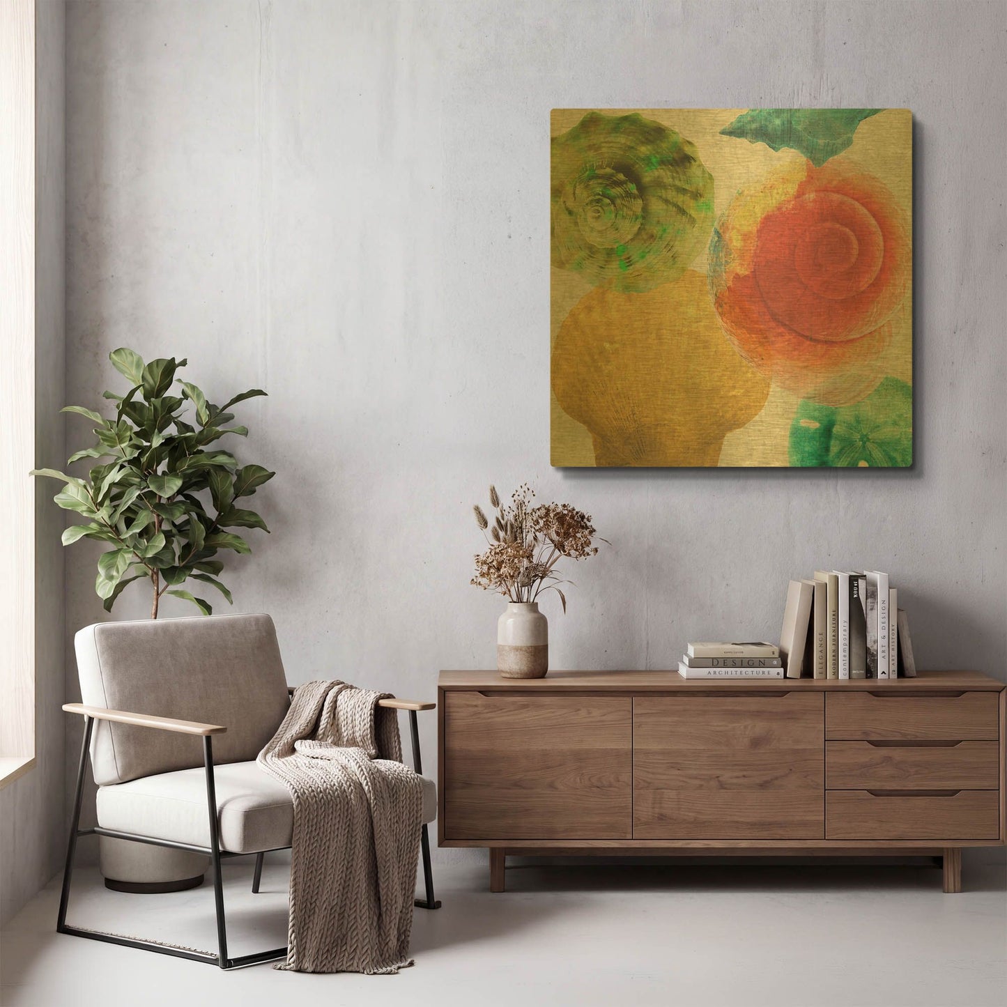 'Luminous Seashells 4' By Elena Ray Gold Metal Wall Art
