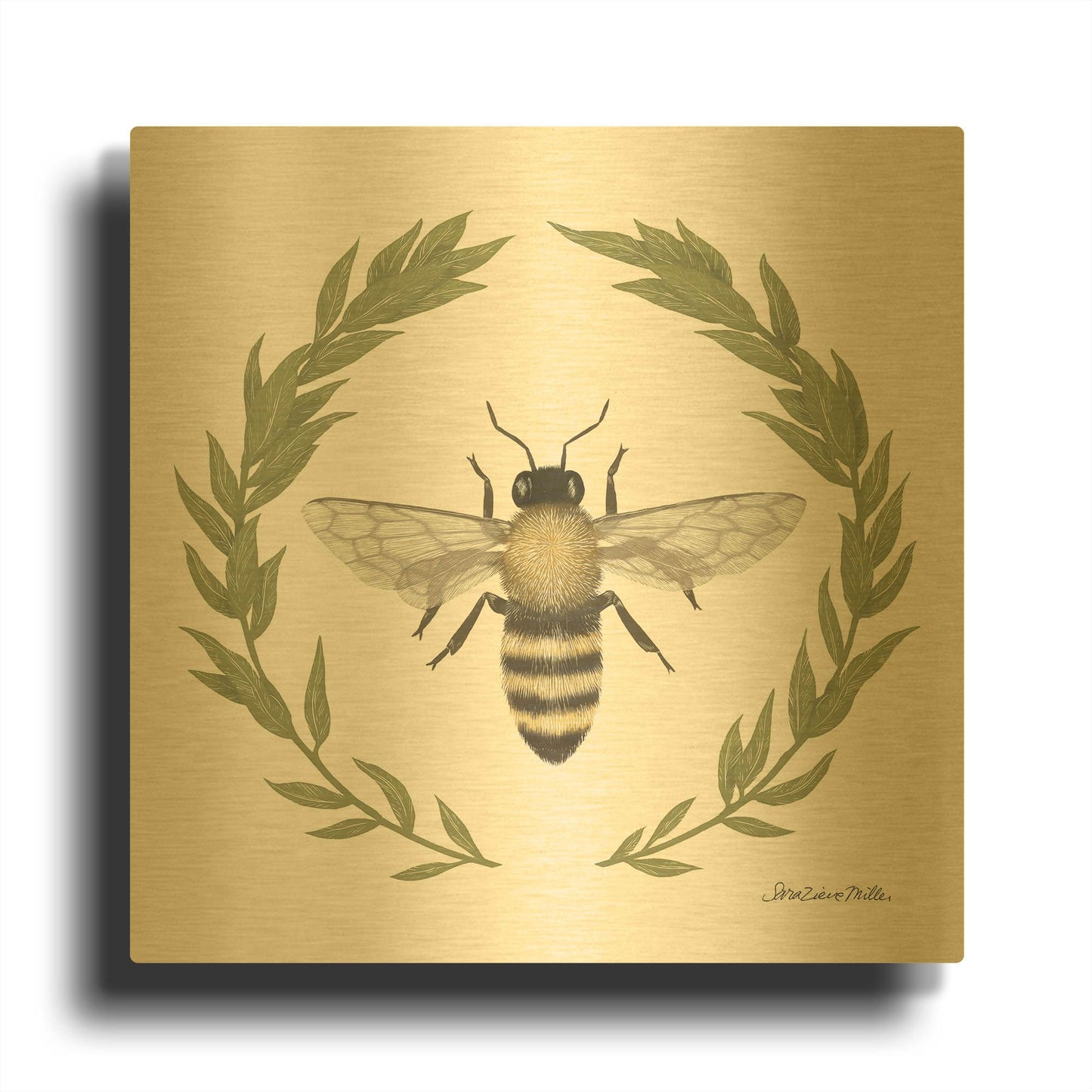'Happy to Bee Home I' By Sara Zieve Miller Gold Metal Wall Art