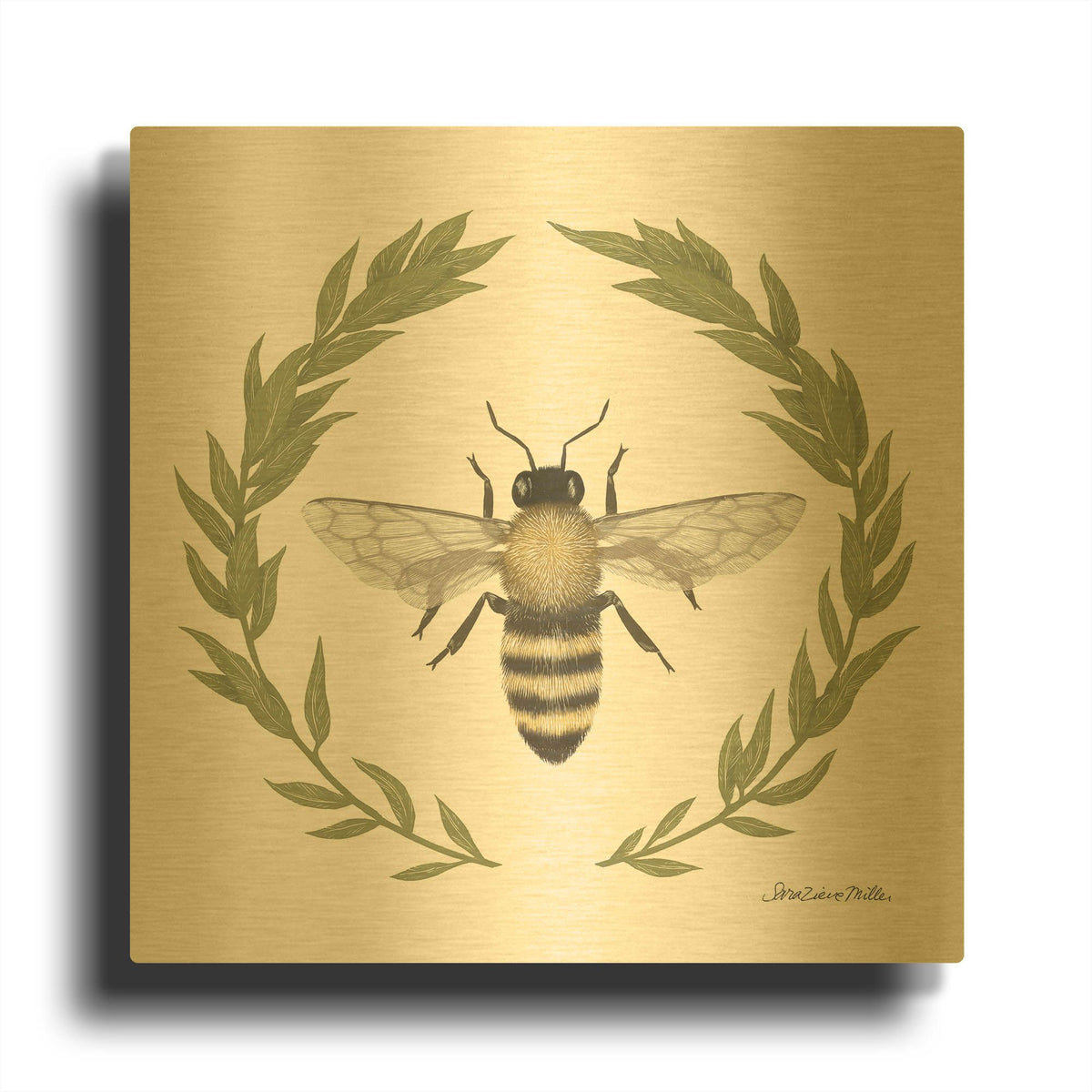'Happy to Bee Home I' By Sara Zieve Miller Gold Metal Wall Art