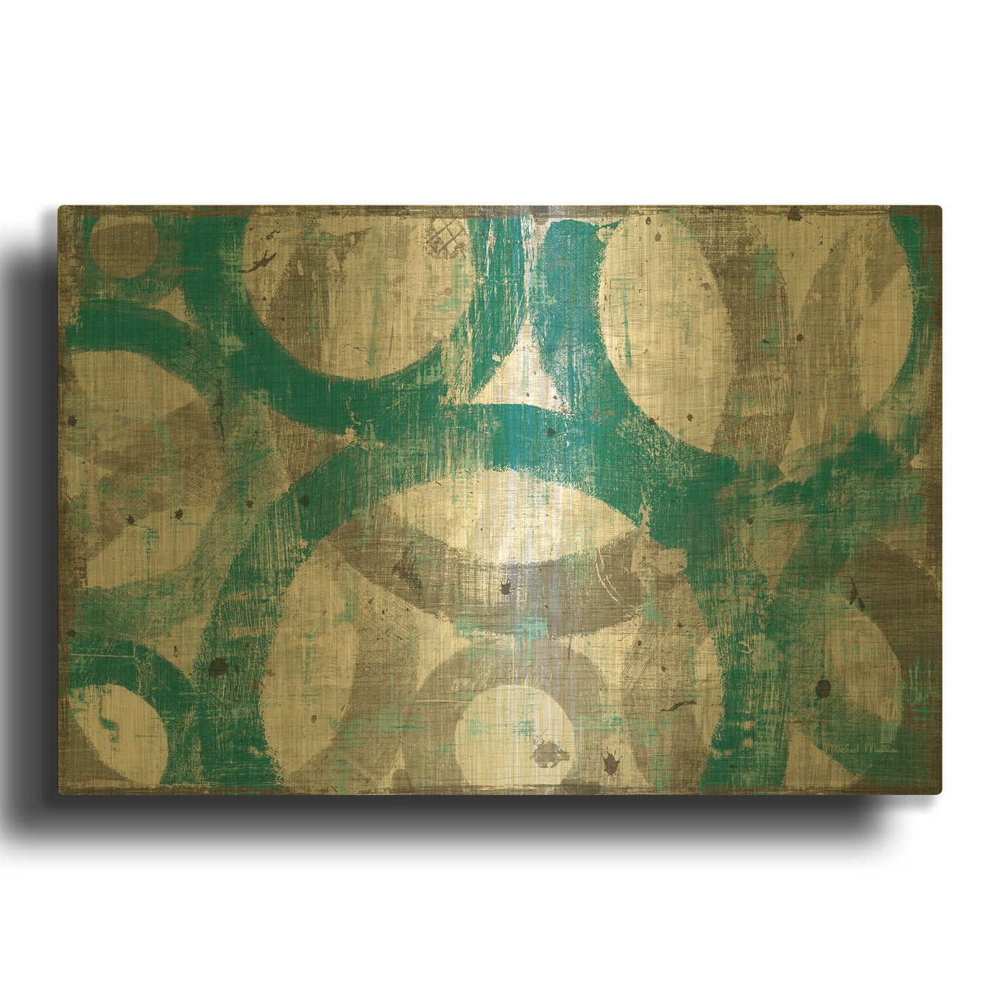 'Industrial I Teal' By Michael Mullan Gold Metal Wall Art