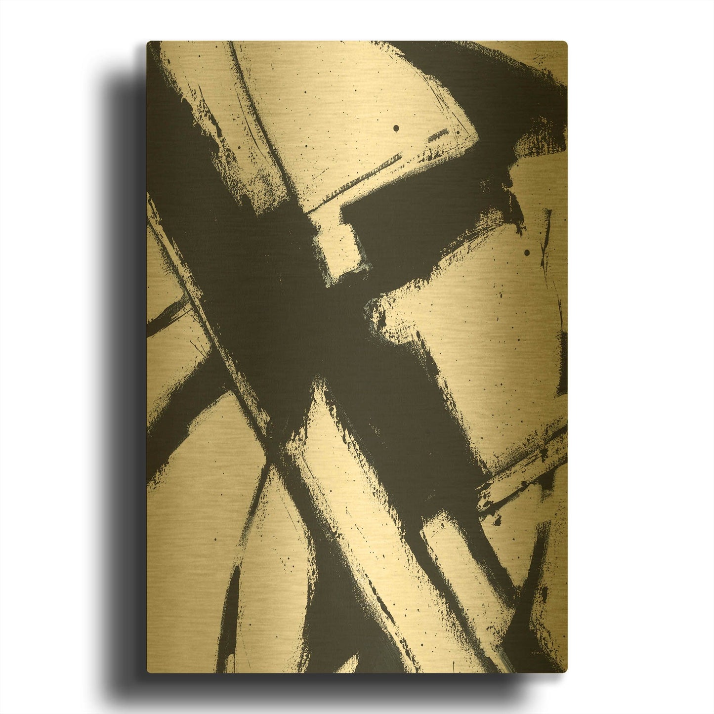 'Expression Abstract I White Crop' By Shirley Novak Gold Metal Wall Art