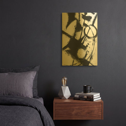 'Expression Abstract II White Crop' By Shirley Novak Gold Metal Wall Art