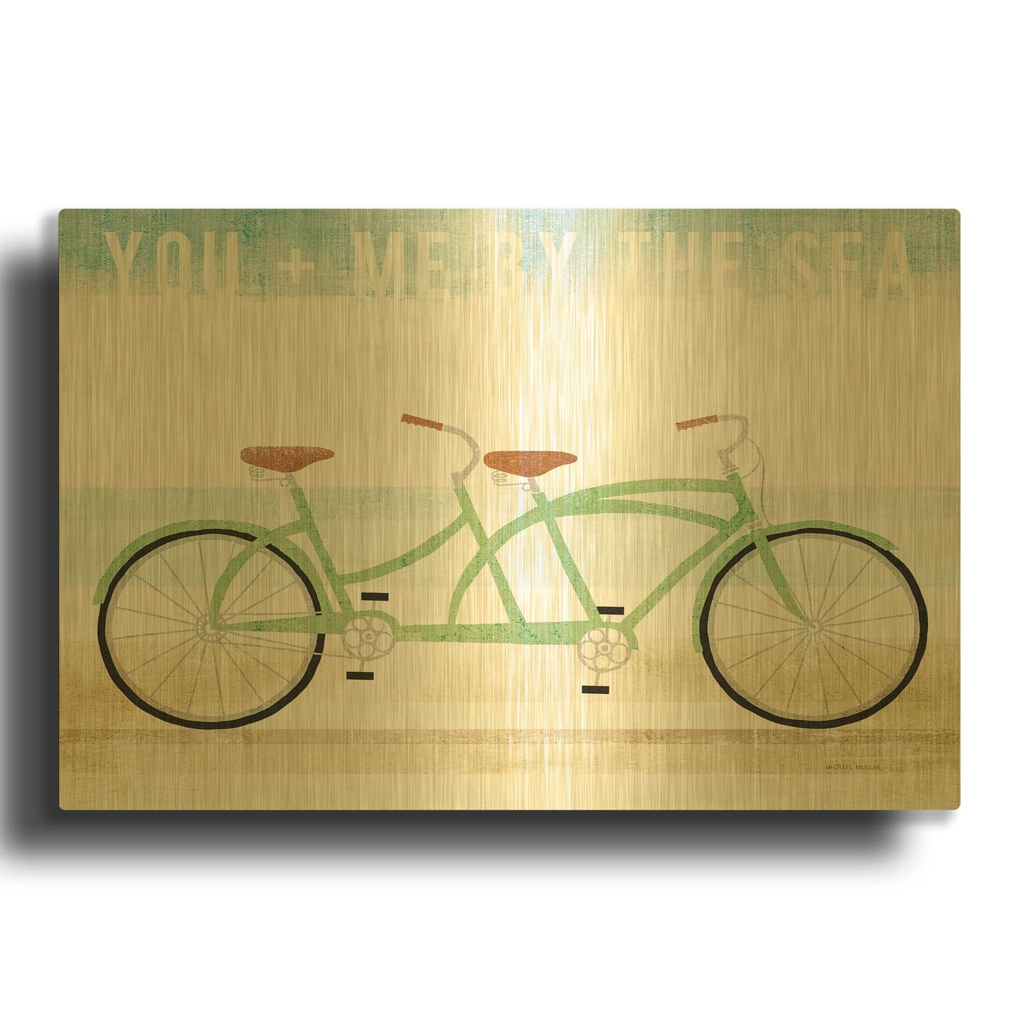 'Beach Cruiser Tandem v2' By Michael Mullan Gold Metal Wall Art
