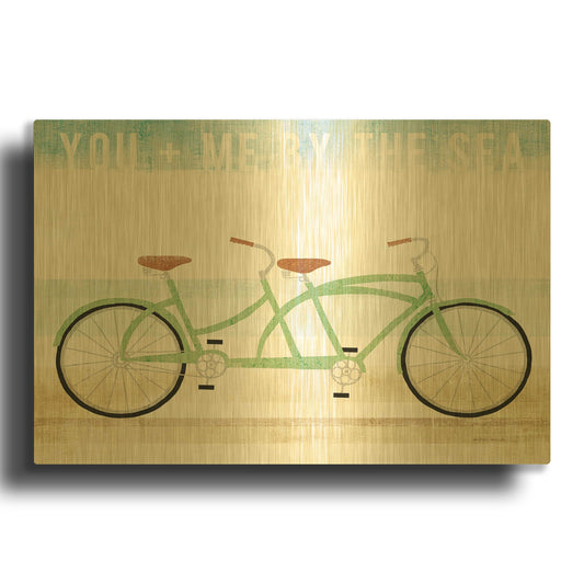 'Beach Cruiser Tandem v2' By Michael Mullan Gold Metal Wall Art