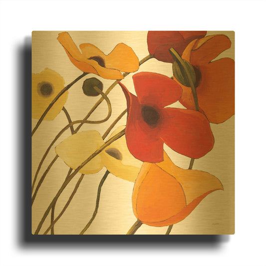 'Up Two on White Yellow' By Shirley Novak Gold Metal Wall Art