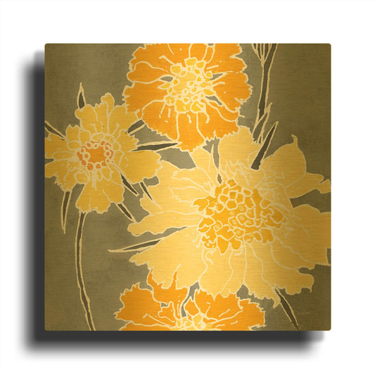 'Cloisonne Beauty I Gray' By Shirley Novak Gold Metal Wall Art
