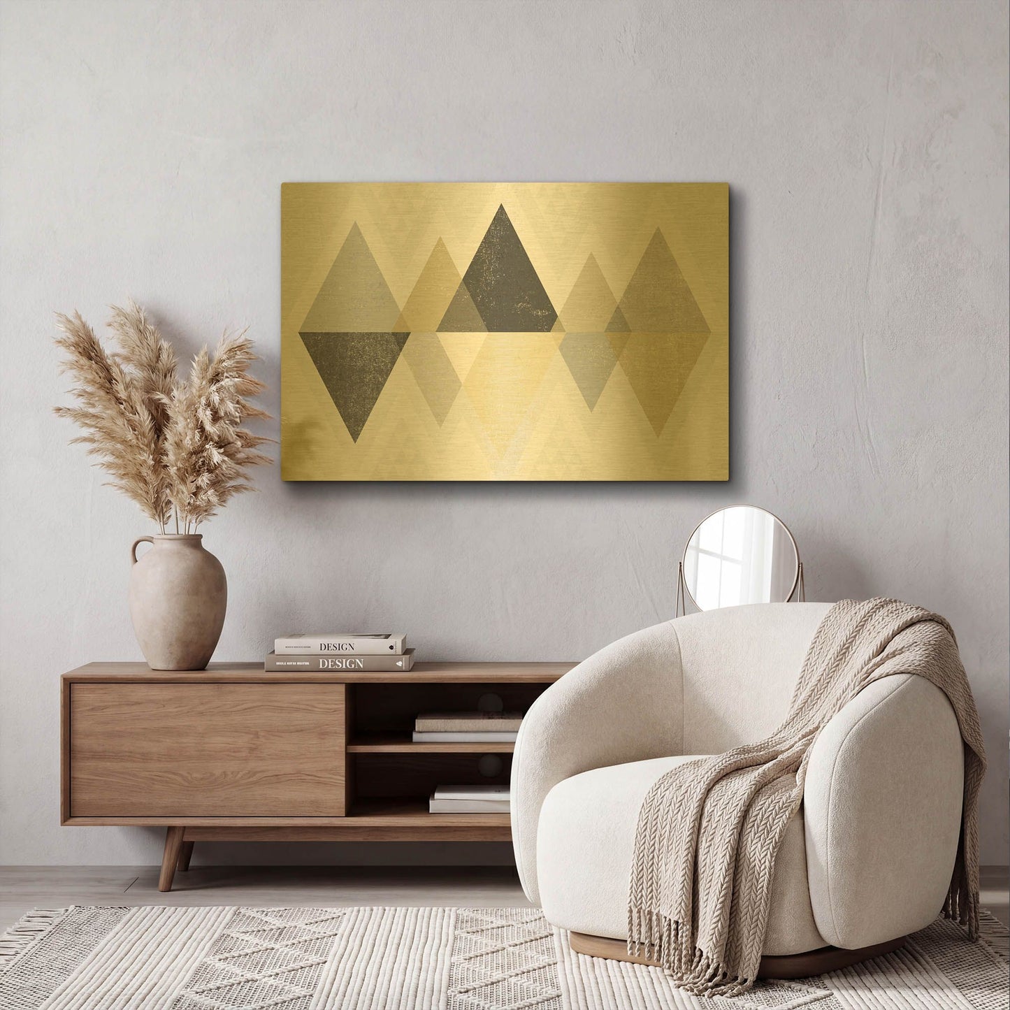 'Mod Triangles II Archroma' By Michael Mullan Gold Metal Wall Art