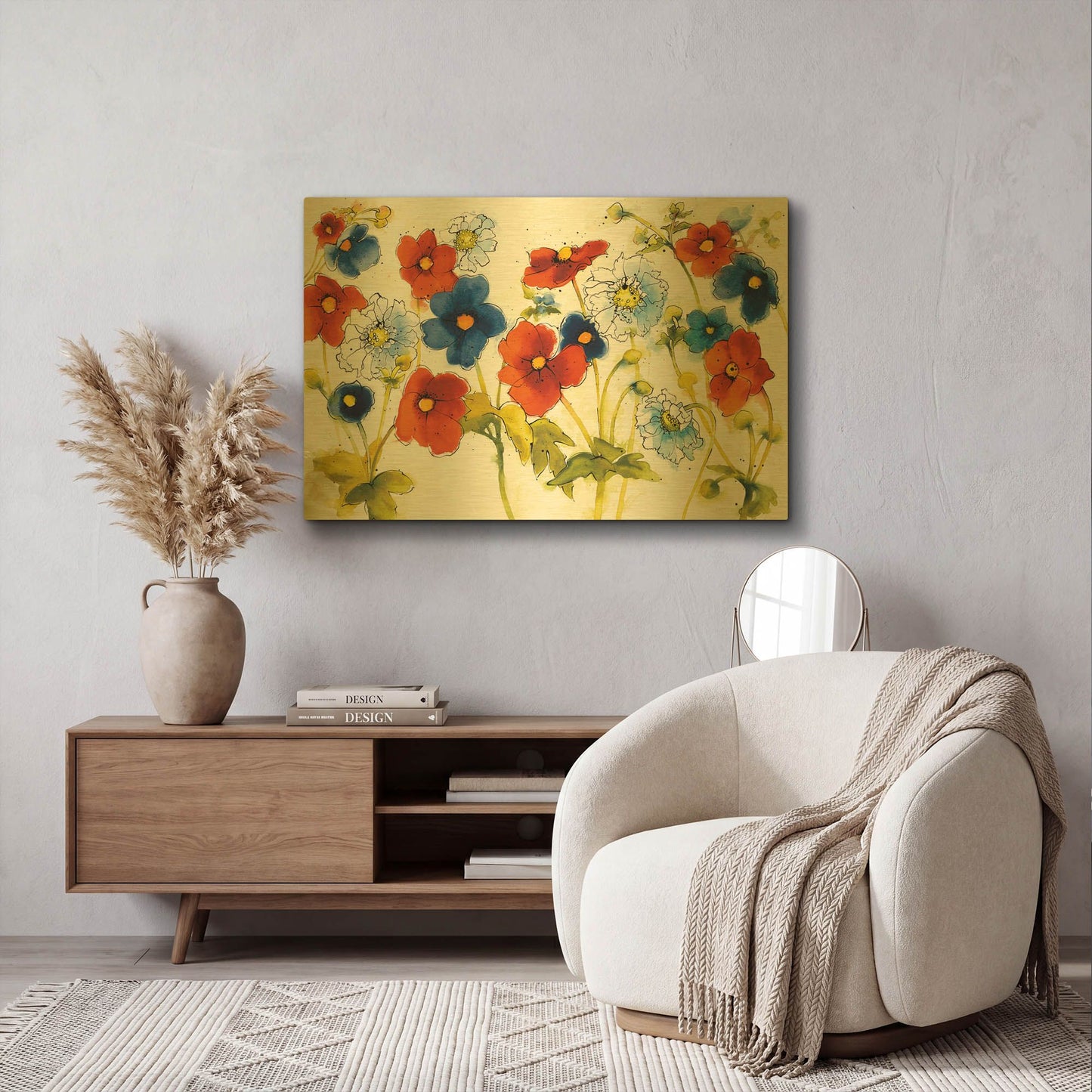 'Independent Blooms I' By Shirley Novak Gold Metal Wall Art