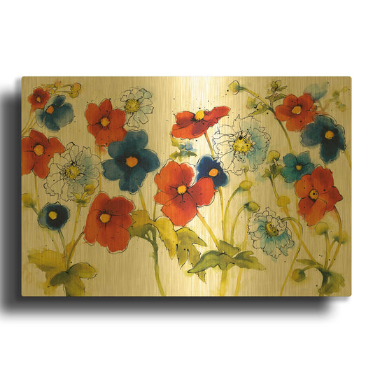 'Independent Blooms I' By Shirley Novak Gold Metal Wall Art