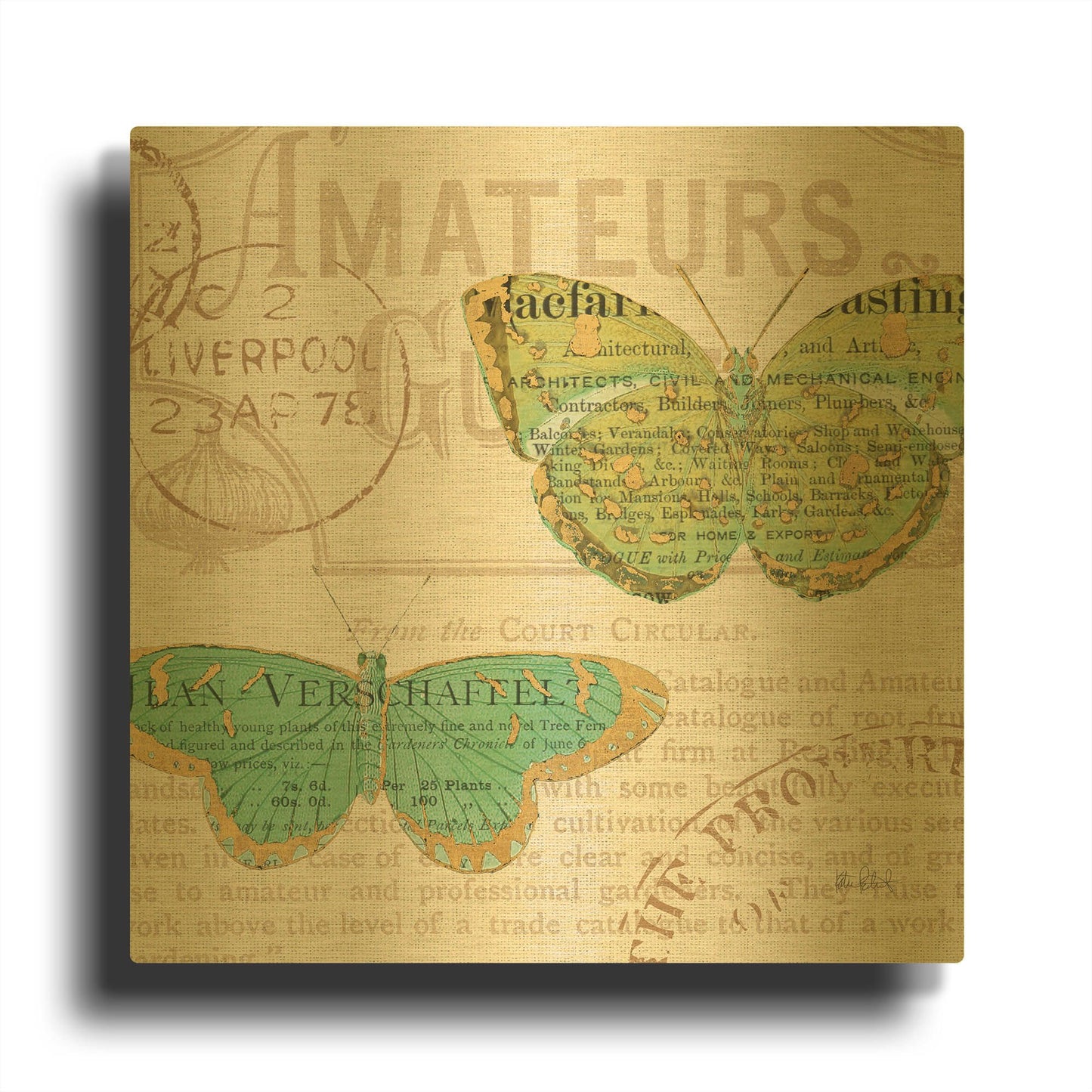 'Bookshelf Botanical IX' By Katie Pertiet Gold Metal Wall Art