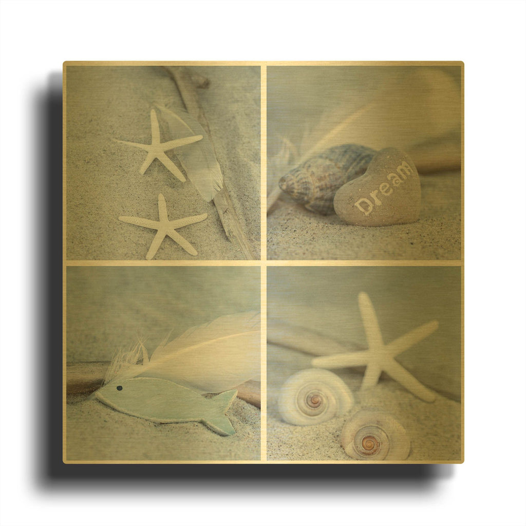 'Summer Beach Still Life Collage II' By Andrea Haase Gold Metal Wall Art