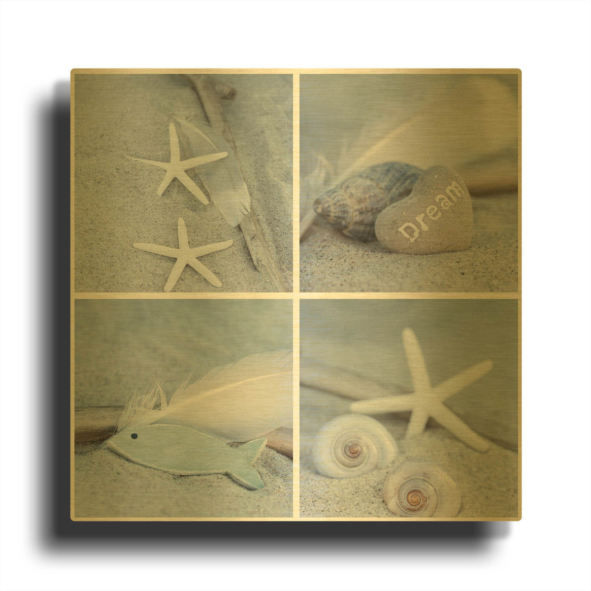 'Summer Beach Still Life Collage II' By Andrea Haase Gold Metal Wall Art