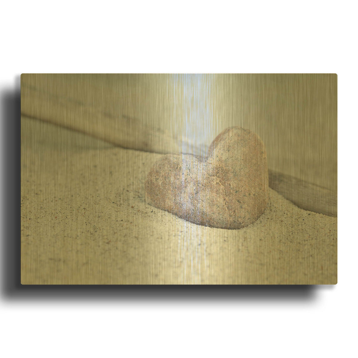 'Stone Heart Beach Still' By Andrea Haase Gold Metal Wall Art