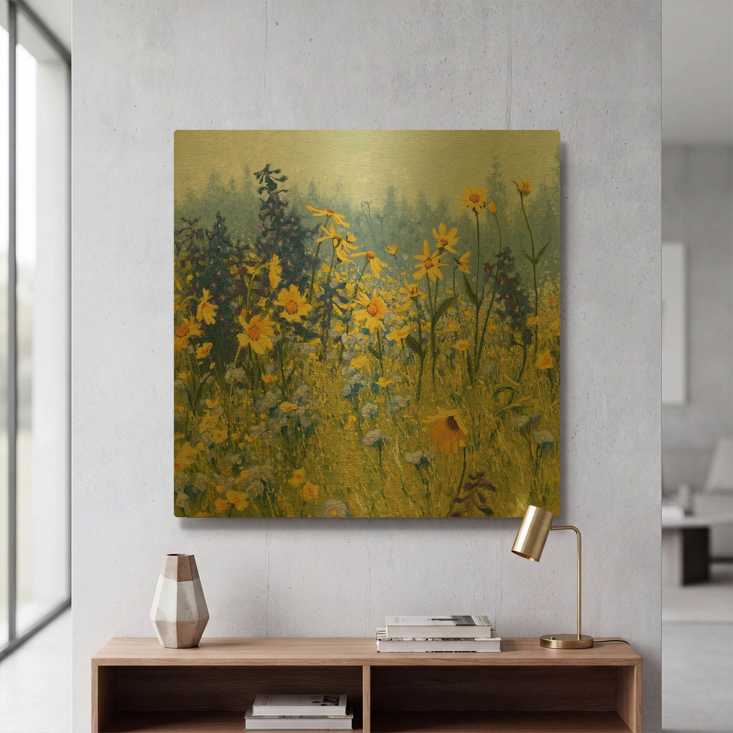 'Joyful in July III' By Shirley Novak Gold Metal Wall Art