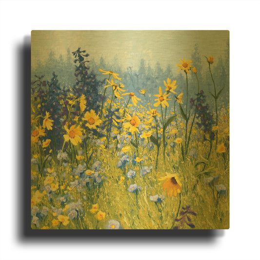 'Joyful in July III' By Shirley Novak Gold Metal Wall Art