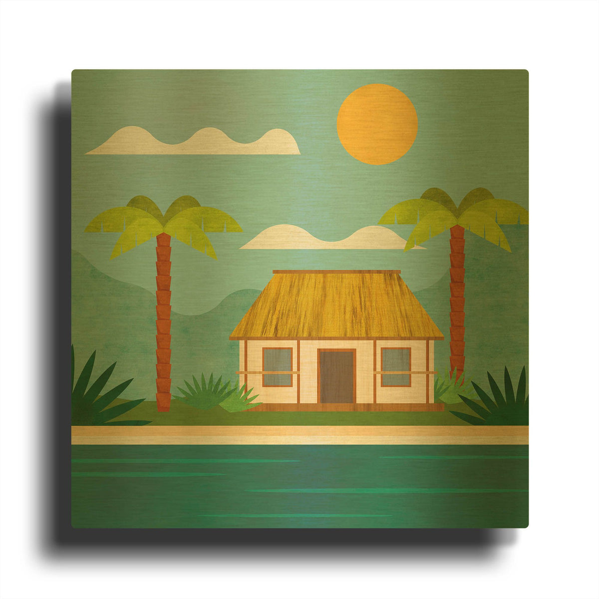 'Tropical Island Hideaway' By Andrea Haase Gold Metal Wall Art