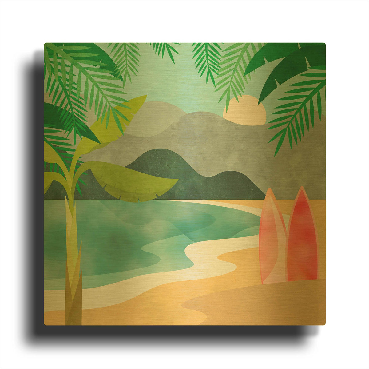 'Secret Surf Spot' By Andrea Haase Gold Metal Wall Art