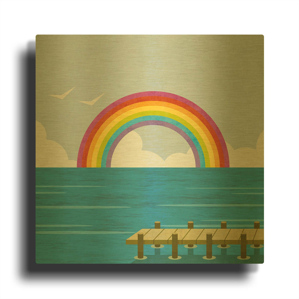 'Happy Summer Rainbow' By Andrea Haase Gold Metal Wall Art