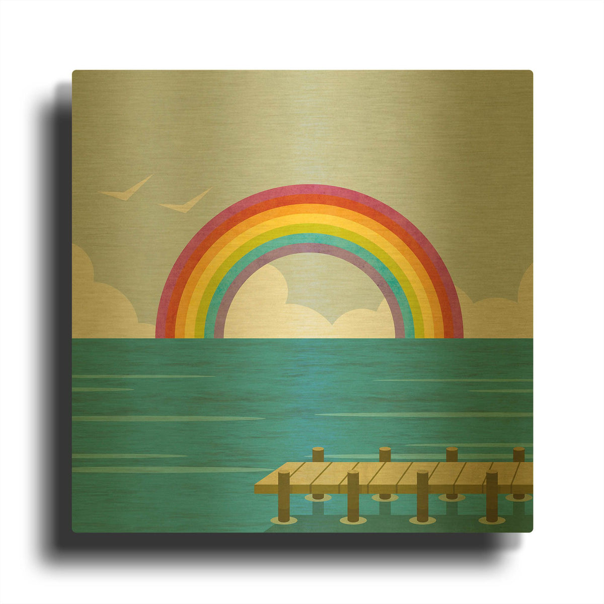'Happy Summer Rainbow' By Andrea Haase Gold Metal Wall Art