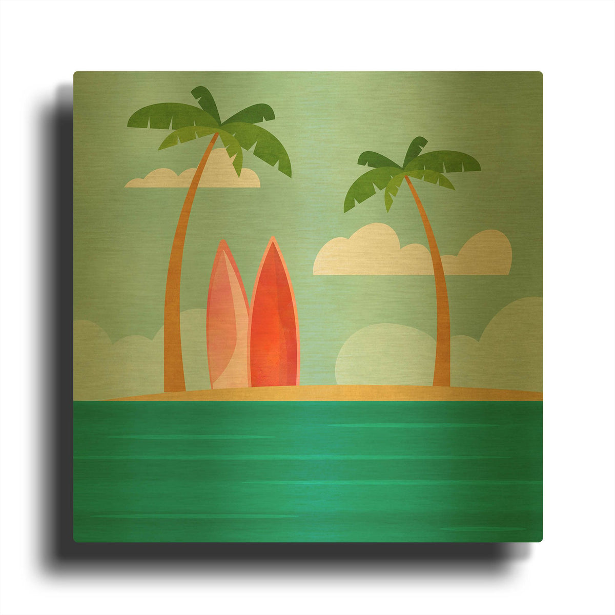 'Caribbean Surf Spot' By Andrea Haase Gold Metal Wall Art