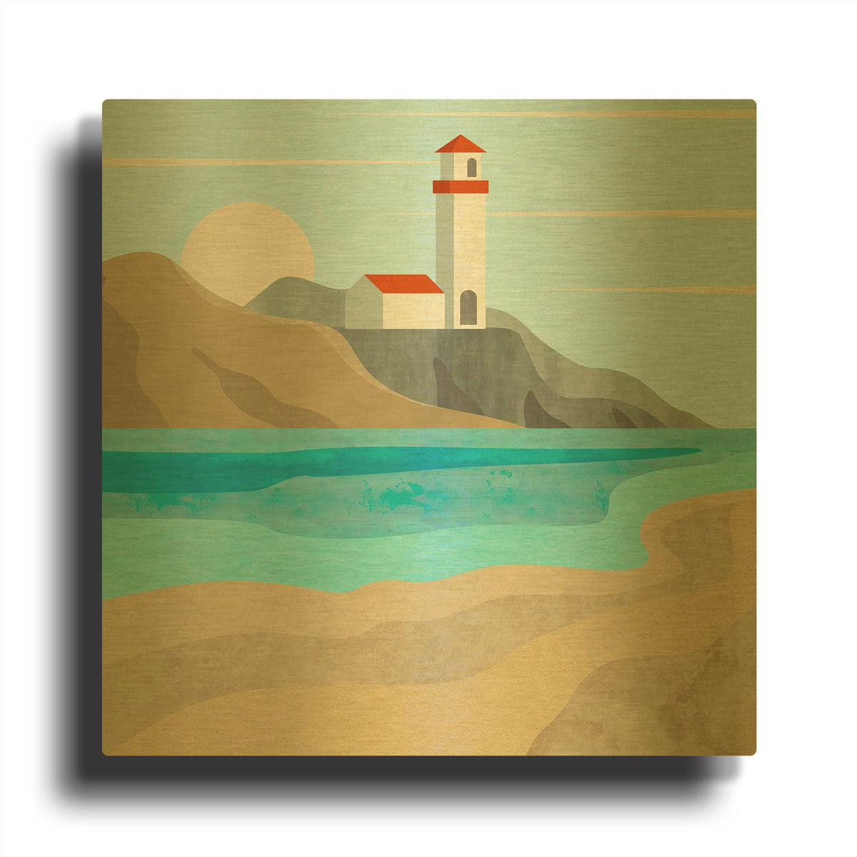 'East End Lighthouse' By Andrea Haase Gold Metal Wall Art
