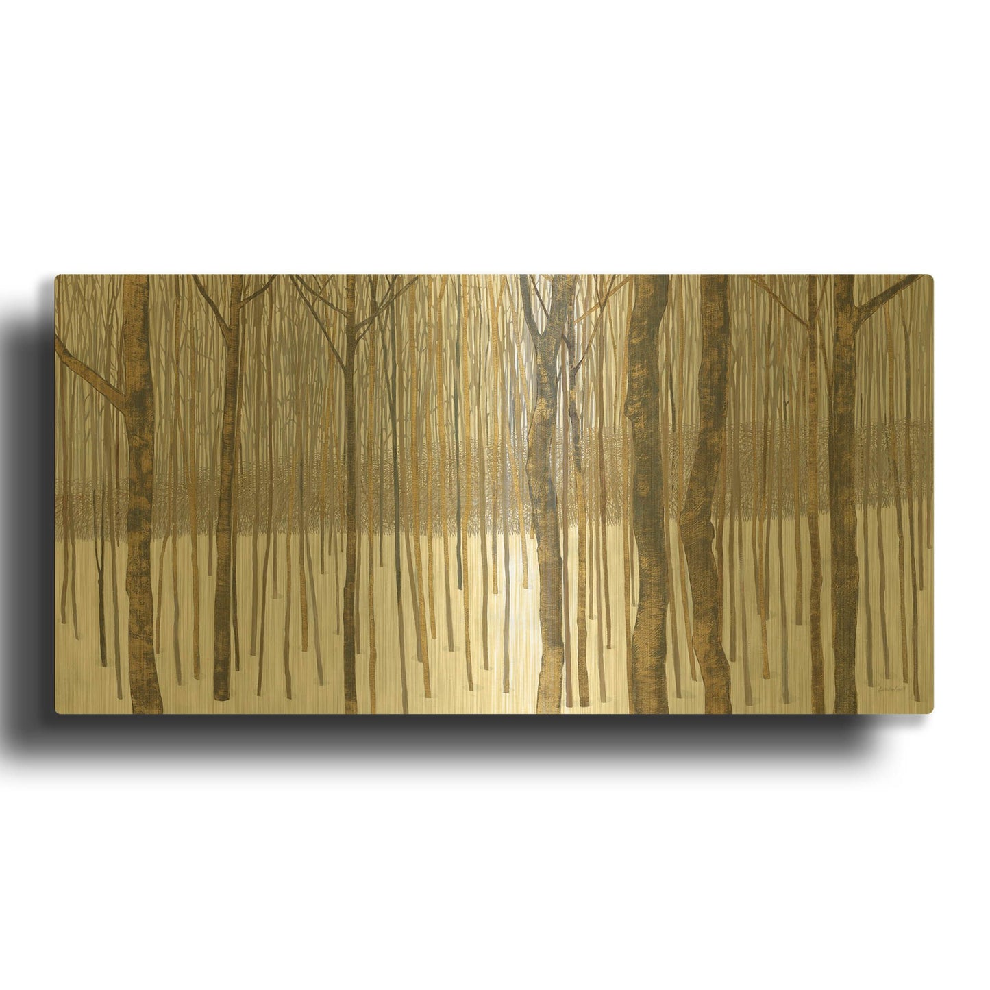 'Woods in Winter Gold' By Kathrine Lovell Gold Metal Wall Art
