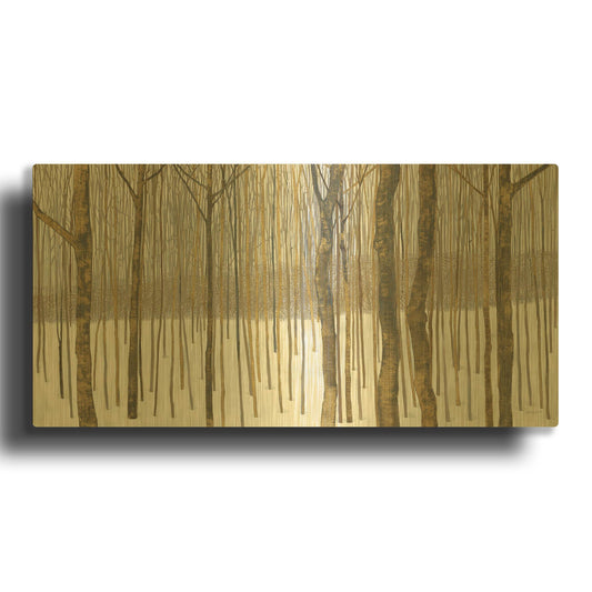 'Woods in Winter Gold' By Kathrine Lovell Gold Metal Wall Art
