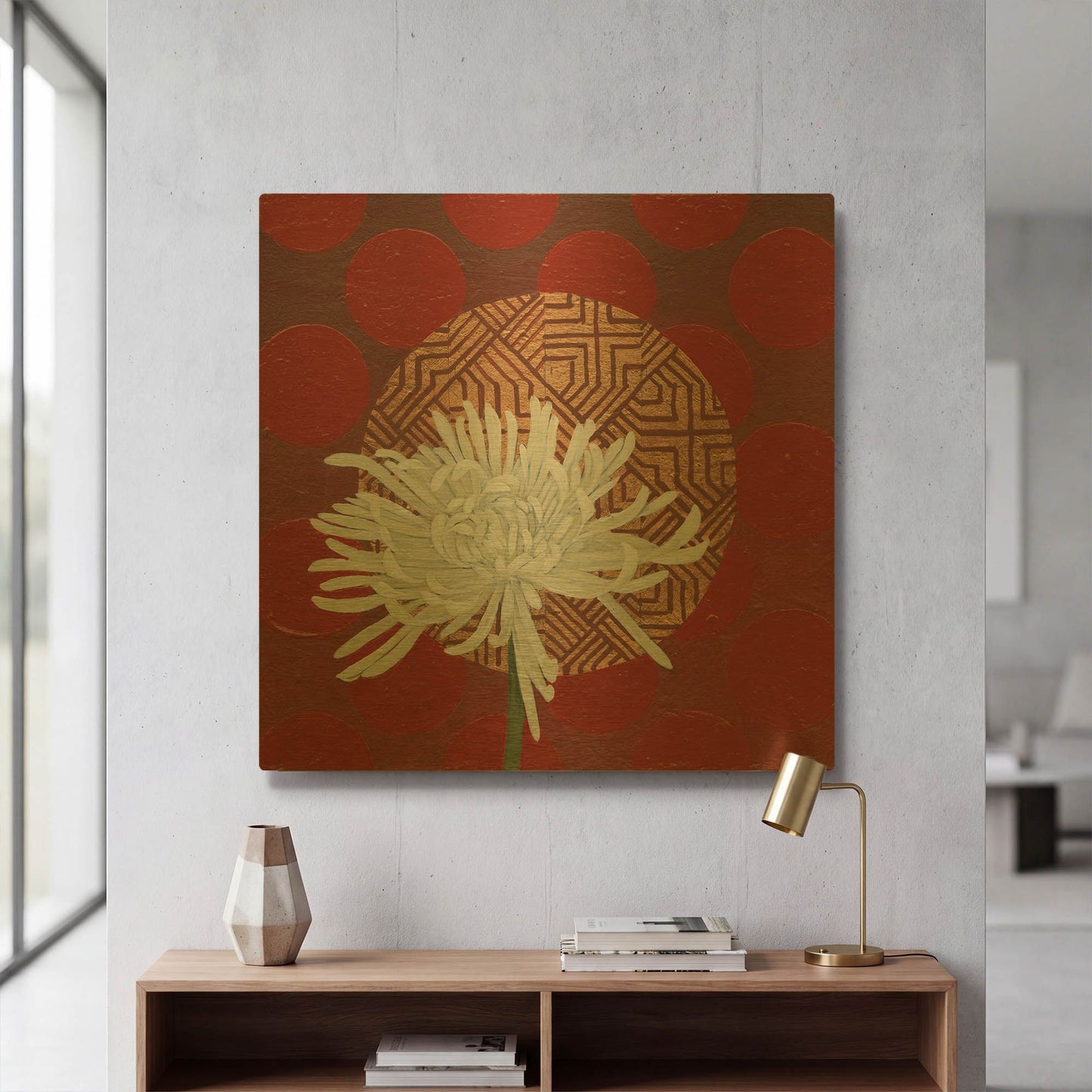 'Morning Chrysanthemum IV' By Kathrine Lovell Gold Metal Wall Art