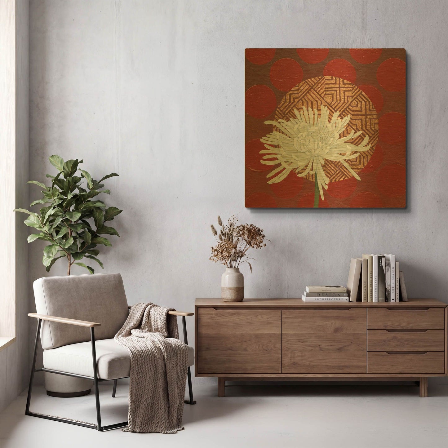 'Morning Chrysanthemum IV' By Kathrine Lovell Gold Metal Wall Art