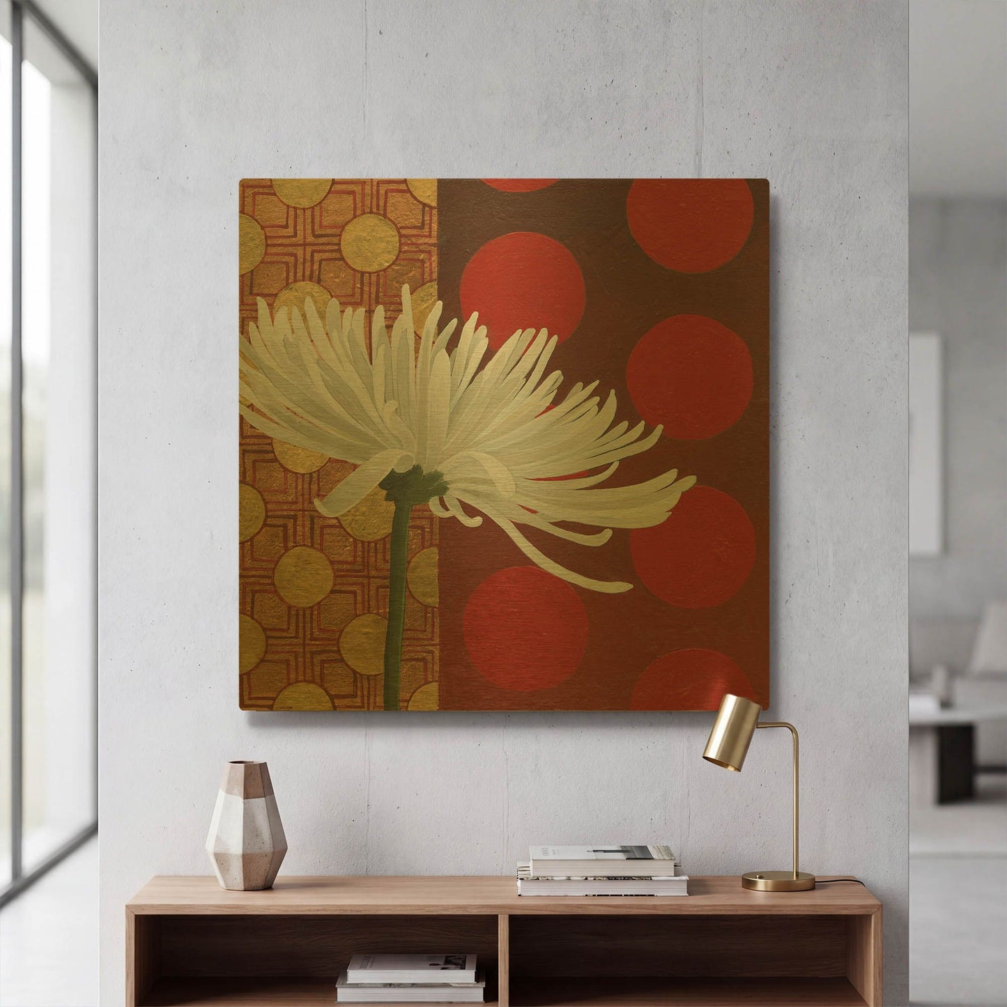 'Morning Chrysanthemum I' By Kathrine Lovell Gold Metal Wall Art