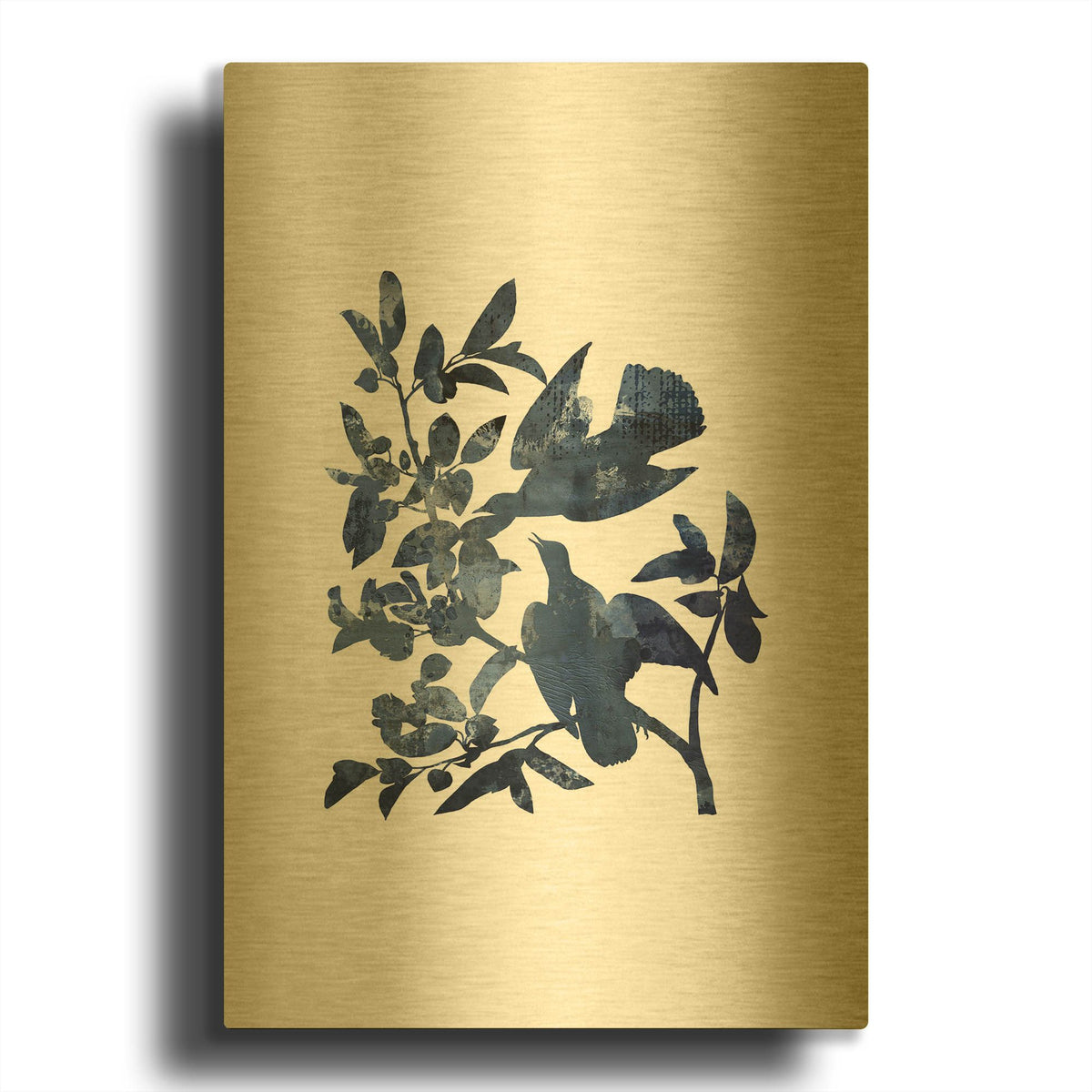 'Midnight Bluebirds' By Andrea Haase Gold Metal Wall Art